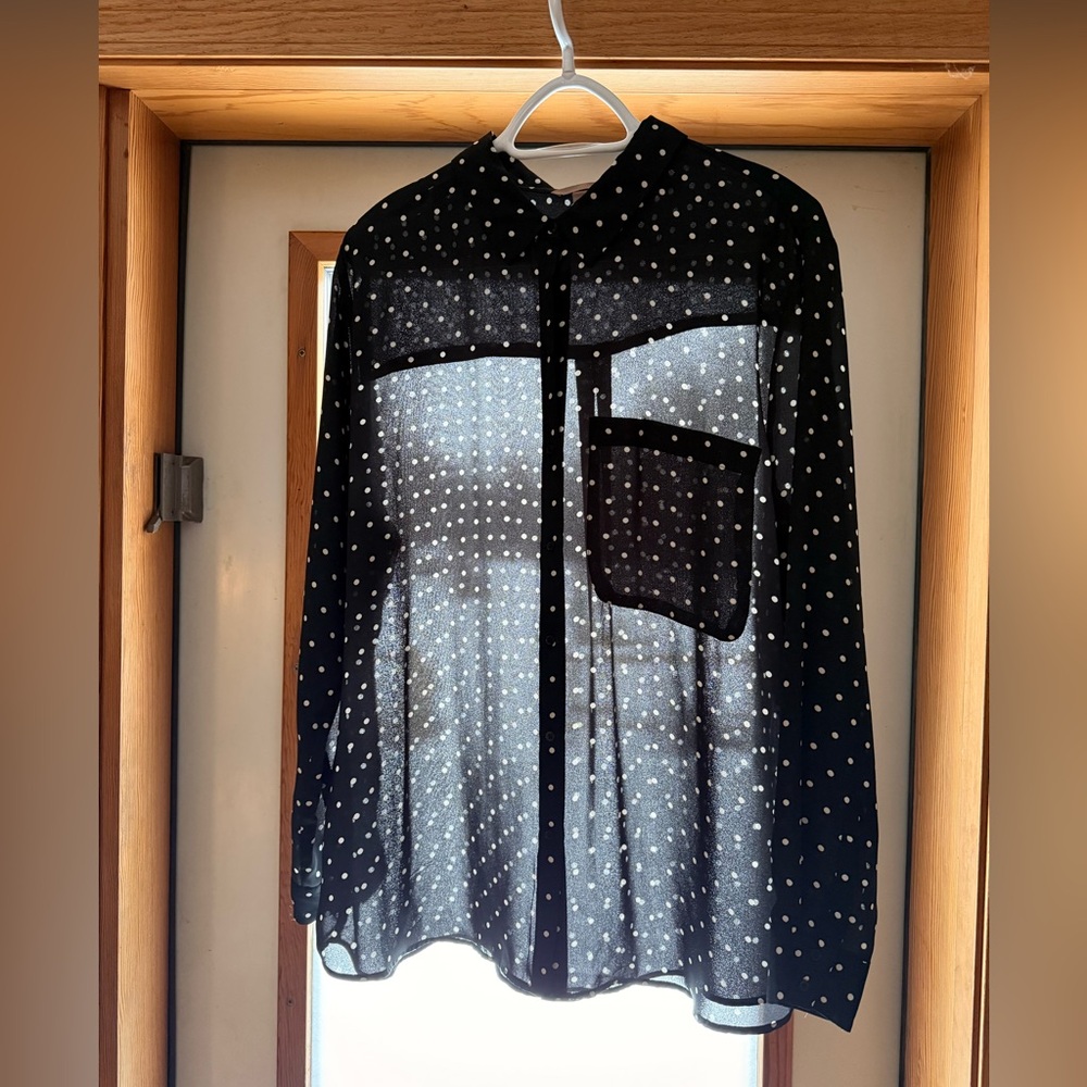 Black Sheer Polka Dot Blouse // H&M